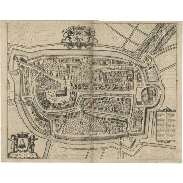 Antique Map of the City of Franeker attributed to Janssonius, 1657 ...