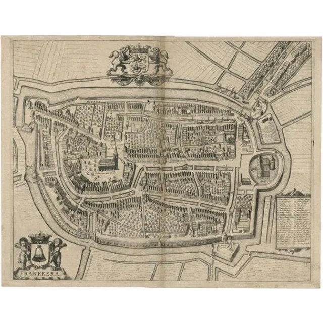 Antique Map of the City of Franeker attributed to Janssonius, 1657 For Sale