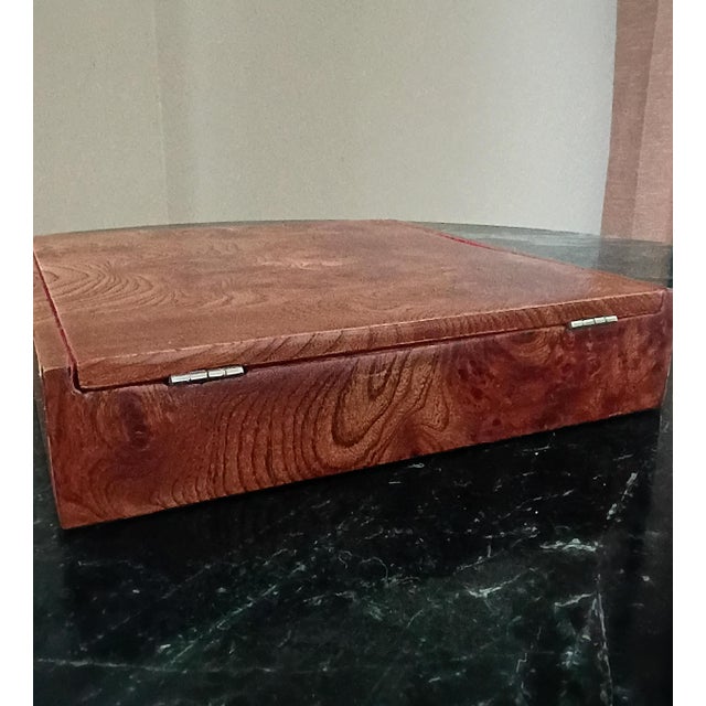 Antique French Burl Wood Large Jewelry Decorative Cigarette Case Box For Sale - Image 9 of 15