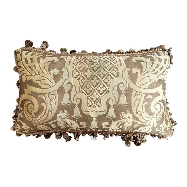 Vintage Green Fortuny Pillow For Sale