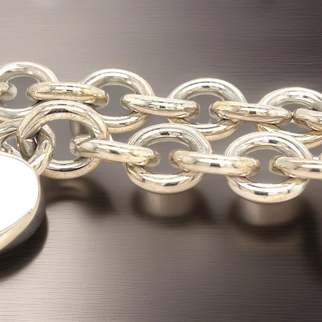 Contemporary 1990s Tiffany & Co Estate Heart Bracelet 7.5" Sterling Silver For Sale - Image 3 of 12