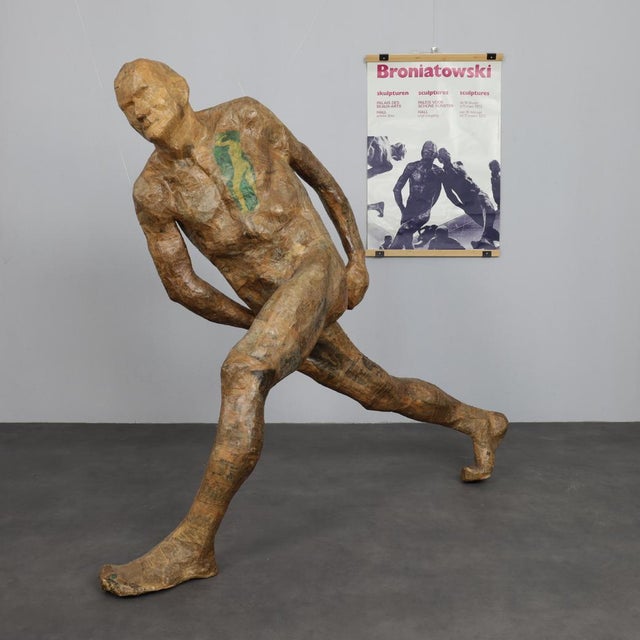 Karol Broniatowski, Life-Size Running Figure Sculpture, 1972, Papier Mache For Sale - Image 9 of 11