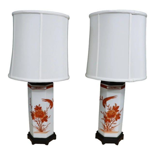 Chinoiserie Style Porcelain Table Lamps/Pair For Sale