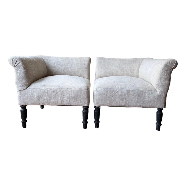 Mid 20th Century Pair of French Art Deco Tete-a-Tete Chairs For Sale