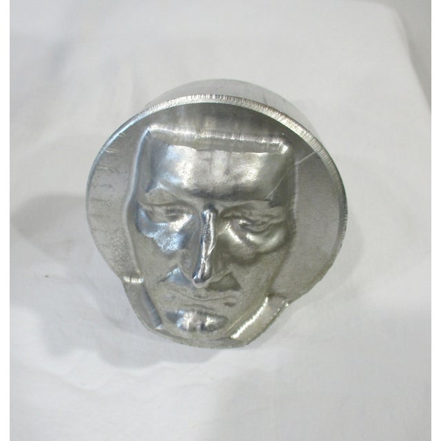 Black Cast Aluminum Mid Century Face Sculpture Signed Sp 1967 For Sale - Image 8 of 11