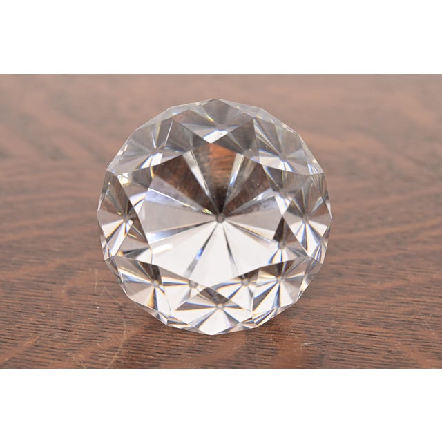 Late 20th Century Tiffany & Co. Crystal Glass Diamond Faceted Paperweight For Sale - Image 5 of 8