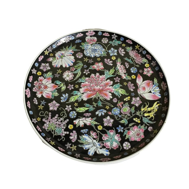 1960s 1960's Chinoiserie Famille Noire Tea Set of 5 Pieces W/Tray For Sale - Image 5 of 7