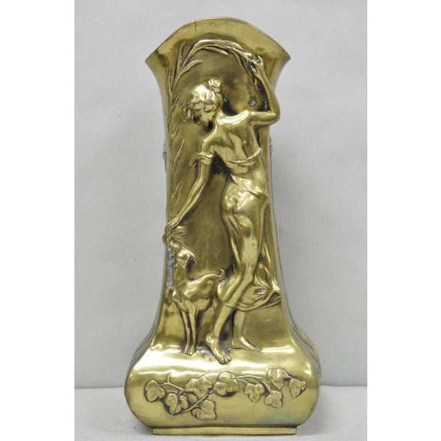 Antique Art Nouveau Chinese Gilt Bronze Nude Female Sculpture Statue 16" Vase For Sale - Image 17 of 17