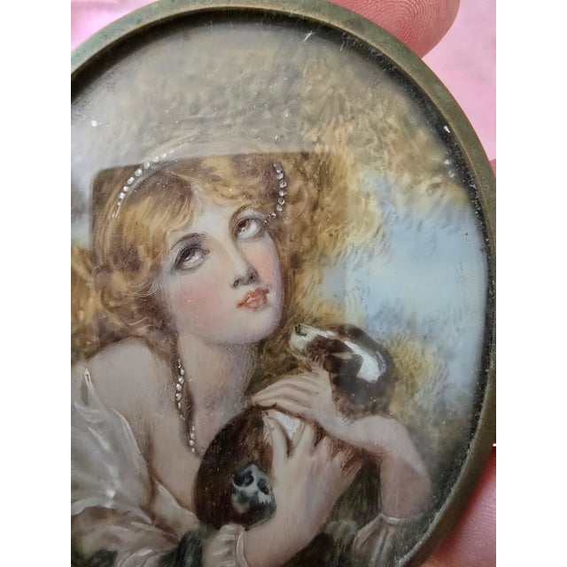 Antique Miniature Painting Set of Three Courtesans - Set of 3 For Sale In Boston - Image 6 of 12