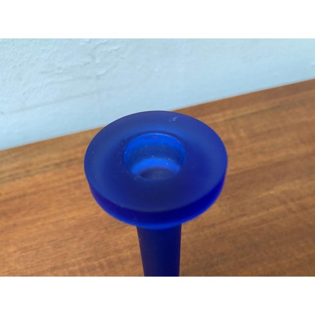 Postmodern Blue Glass Candleholder, 1990s For Sale - Image 14 of 16