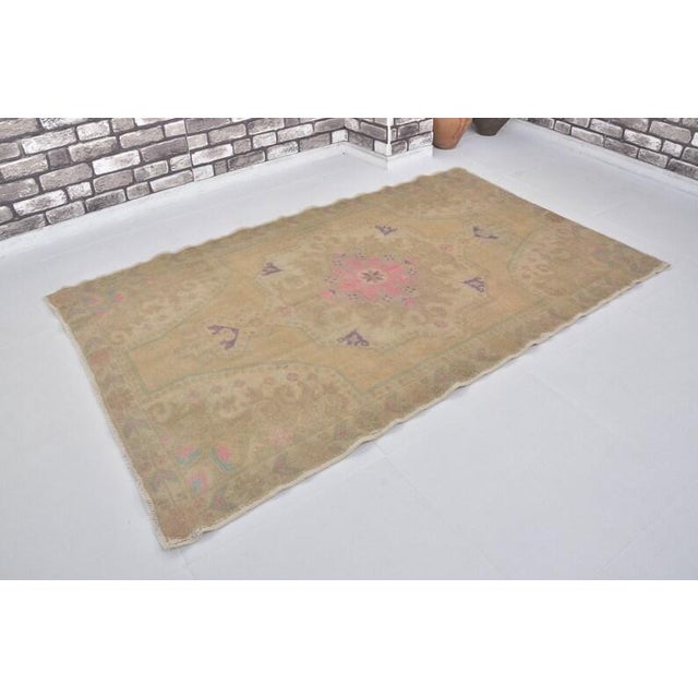Tan Home Living Anatolian Wool Carpet For Sale - Image 8 of 10