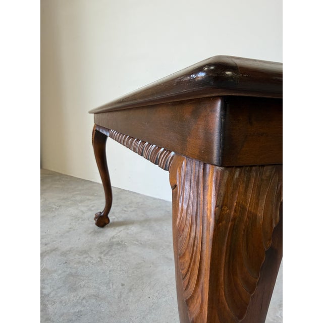 Vintage Georgian Style Carved Mahogany Wood Coffee Table With Claw Feet For Sale - Image 11 of 18