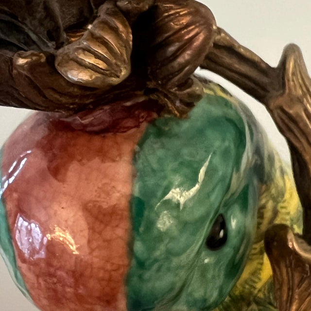 Vintage pair of bird figurine candle holders with bronze mounts // hand painted figurines // ceramic birds // elegant vintage decor For Sale - Image 9 of 10