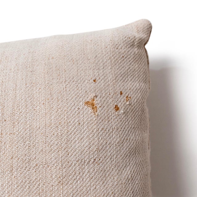 Pair of Antique European Linen Grain Sack Pillows For Sale - Image 10 of 12