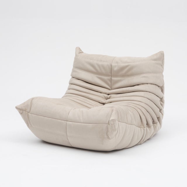Ligne Roset Ligne Roset Vintage Togo Fireside Chair in Soft Ivory Microfibre Restored For Sale - Image 4 of 15