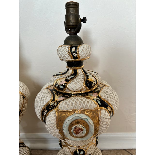 Mid 20th Century Mid 20th Century Capodimonte Table Lamps -Set of 2 For Sale - Image 5 of 11