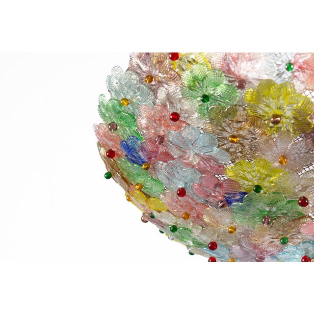 Glass Murano Glass Flowers Basket Ceiling Light, 1950s For Sale - Image 7 of 15