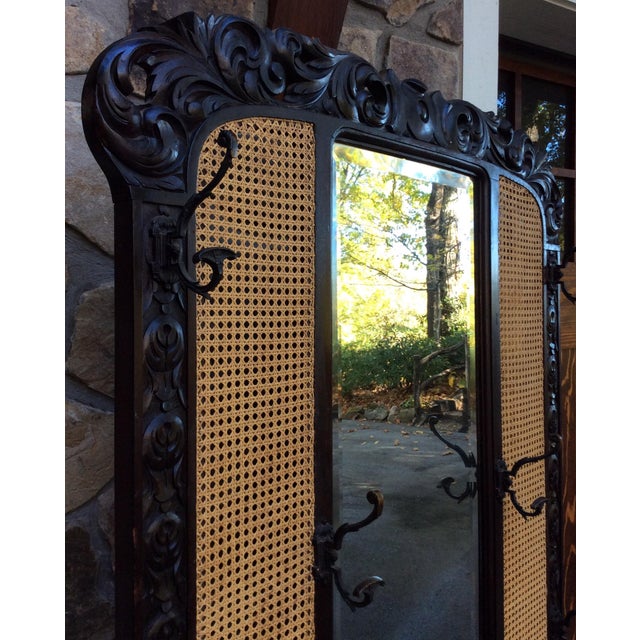 Late Victorian Carved and Caned Hall Tree Chairish