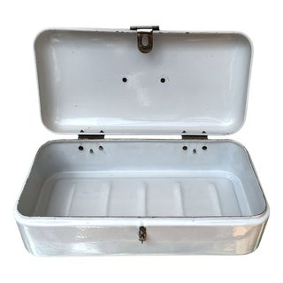 Vintage Dutch White Enamel Bread Box, 1950s For Sale