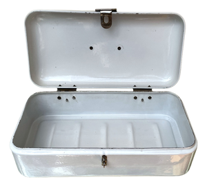 Vintage Dutch White Enamel Bread Box, 1950s