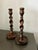 Vintage Pair English Oak Barley Twist Candlesticks – Pair of Antique Wooden Candle Holders For Sale - Image 4 of 9
