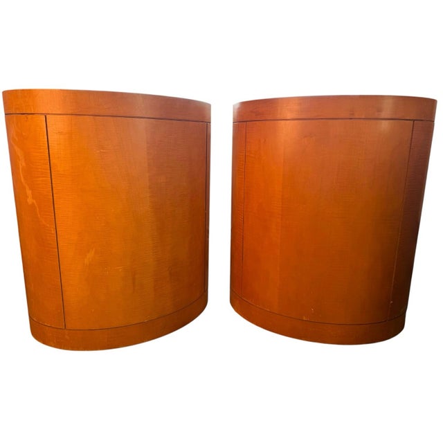 Late 20th Century Baker Furniture Modern Art Deco Primavera Oval Nightstands, Pair For Sale In Portland, ME - Image 6 of 12