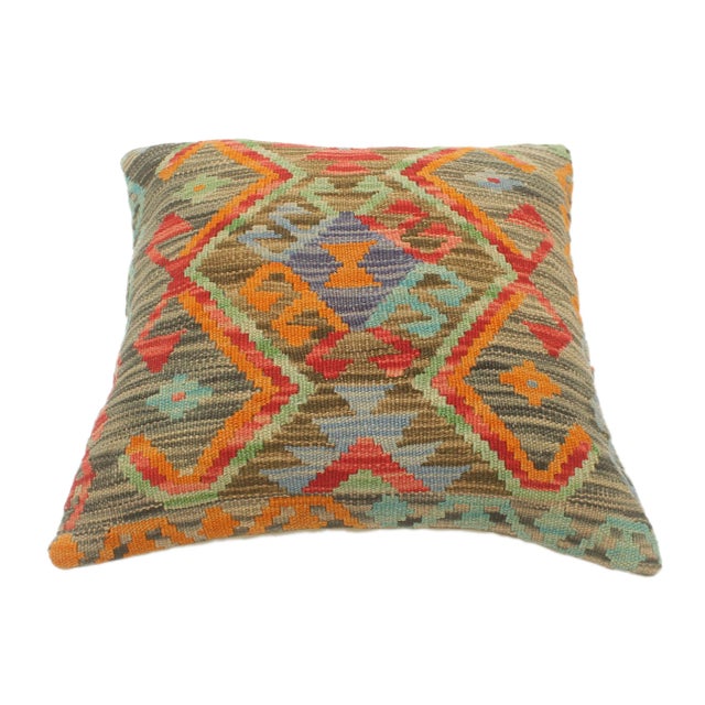 2000 - 2009 Rustic Turkish Reed Hand Woven Kilim Pillow For Sale - Image 5 of 8