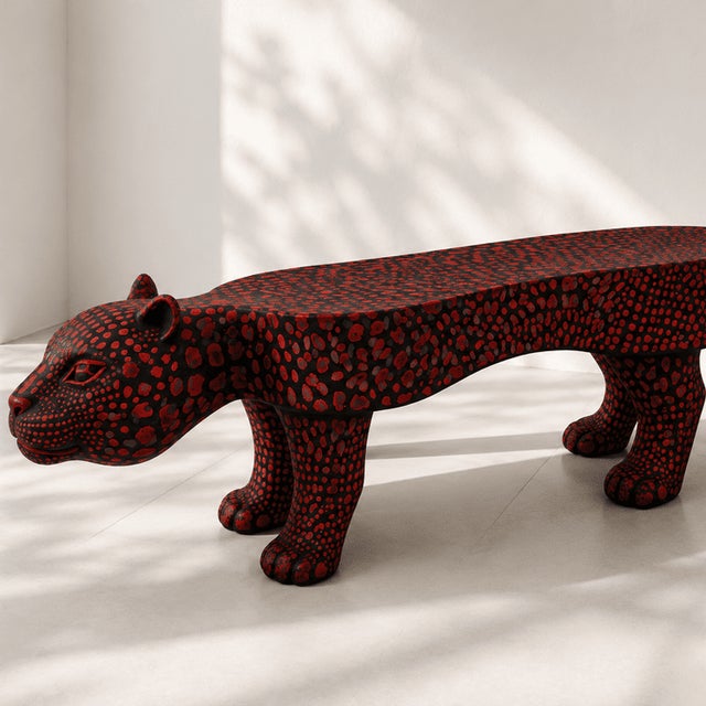 Transform your interior with this striking handmade leopard bench, where functional furniture meets contemporary...