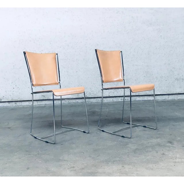 Set of Postmodern Italian Design Leather Dining Chair Set by Segis, 1990s For Sale - Image 17 of 18