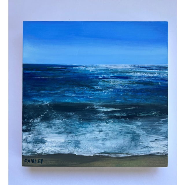 Contemporary Zuma Beach, Ca, 6x6 Inch Miniature Oil Painting by Jessica Fairley For Sale - Image 3 of 6