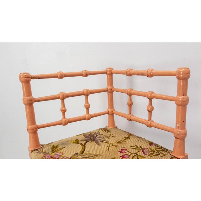 Brown Turned Corner Chair for Child in Painted Wood & Fabric, 19th Century For Sale - Image 8 of 10