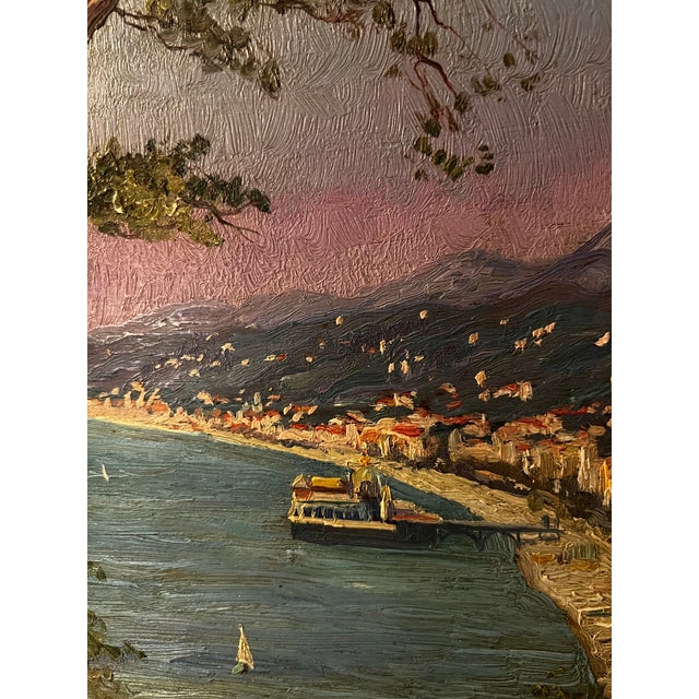 Oil on Panel City of Nice, the Casino Signed Journay 1930 France For Sale - Image 4 of 5