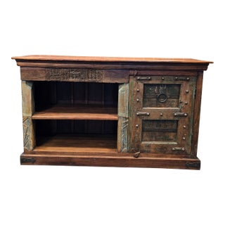 Artisan Carved Reclaimed Wood Sideboard For Sale