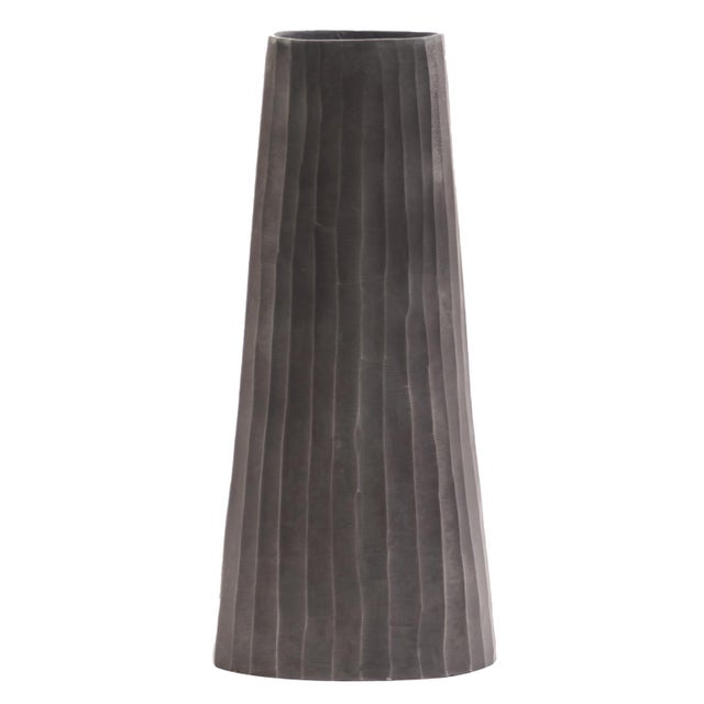 2020s Graphite Chiseled Metal Vase For Sale - Image 5 of 8