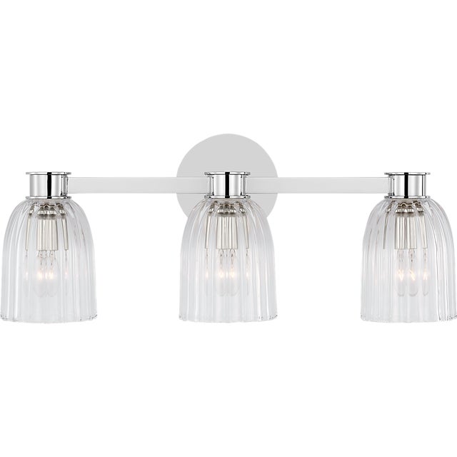Asalea Triple Vanity Light in Polished Nickel with Clear Glass Designer: AERIN Finish: Polished Nickel Height: 8.5" Width:...