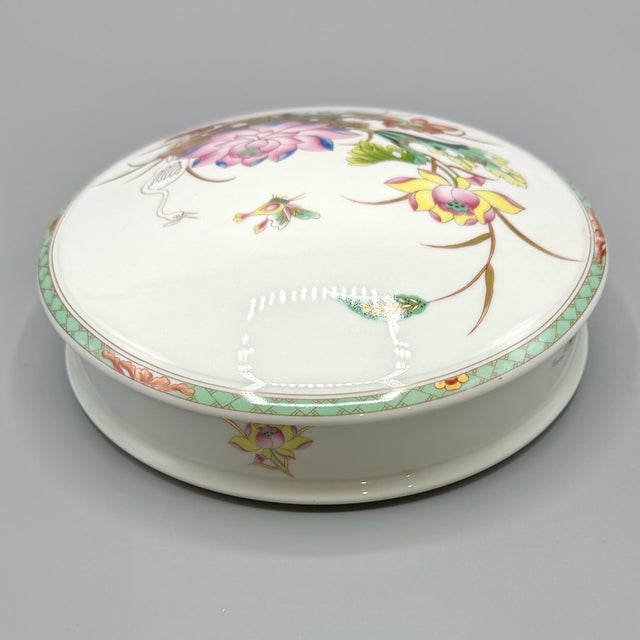 Large Vintage Limoges Porcelain Round Box by Raynaud, 1980s For Sale - Image 12 of 18