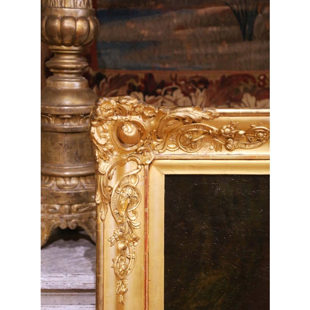 18th C. French Rococo Oil on Canvas Painting of Saint Cecilia in Giltwood Frame For Sale In Dallas - Image 6 of 10