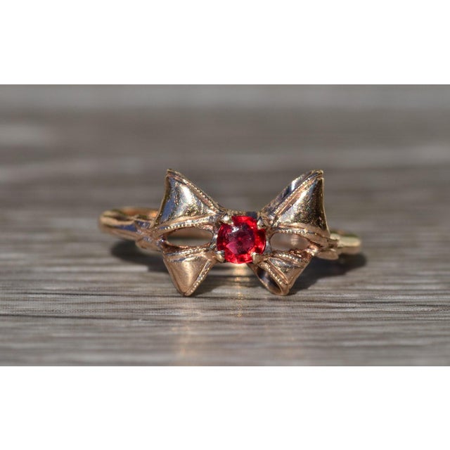 Gold The Fennville: Ladies Rose Gold Bow Ring set with Doublet Center For Sale - Image 8 of 10