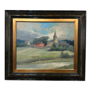 20th Century Dutch Village Oil on Canvas