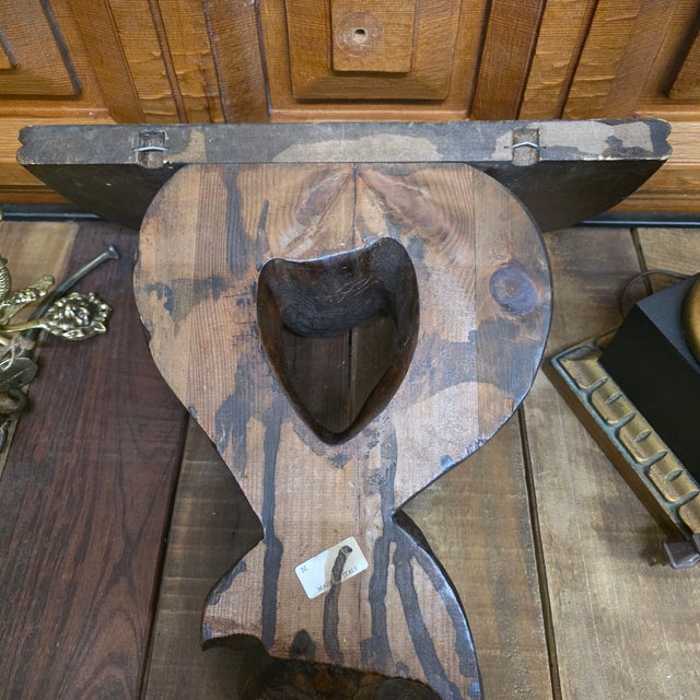 1970s Italian Hand-Carved Dark Wood Wall Bracket Shelf, Old World Scroll Demilune, Made in Italy For Sale - Image 13 of 14