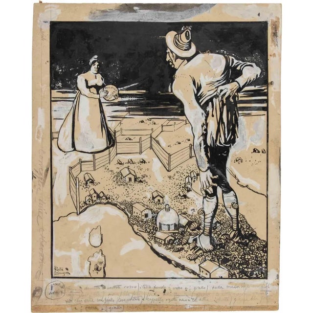 Gabriele Galantara, Anti-Clerical Political, Mixed Media, 1908 For Sale