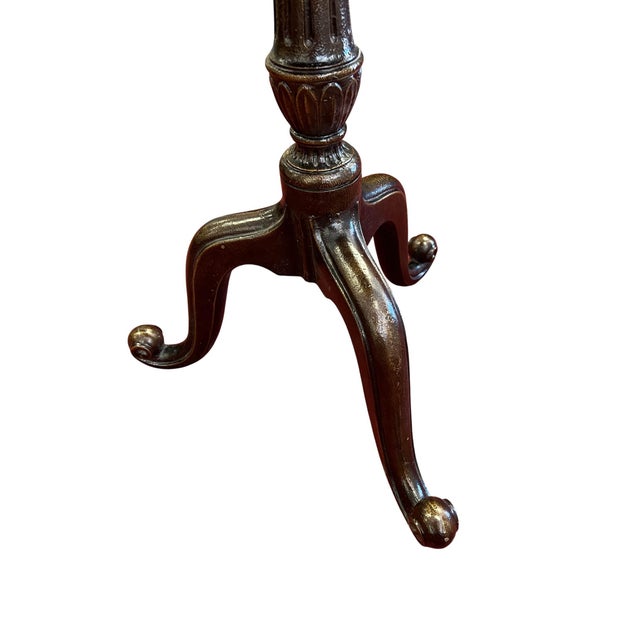 Set of Three Regency-Style Cast Iron Pedestal Tables With Black Stone Tops For Sale - Image 11 of 15