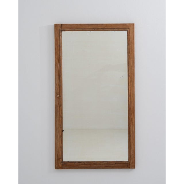 1900-1909 France Weathered Honey Oak Oak Wall Mirror For Sale In Greensboro - Image 6 of 8