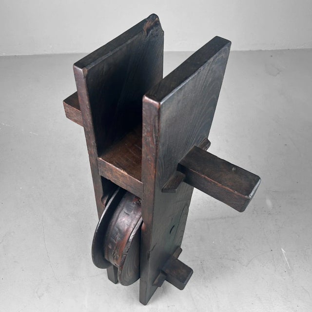 Antique Japanese Wooden Pulley Keyaki Wood, 1900 For Sale - Image 12 of 18