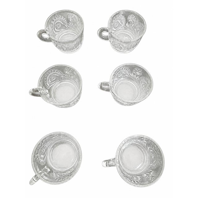Glass Vintage Pressed Glass Punch Bowl Set With 12 Matching Cups For Sale - Image 7 of 10