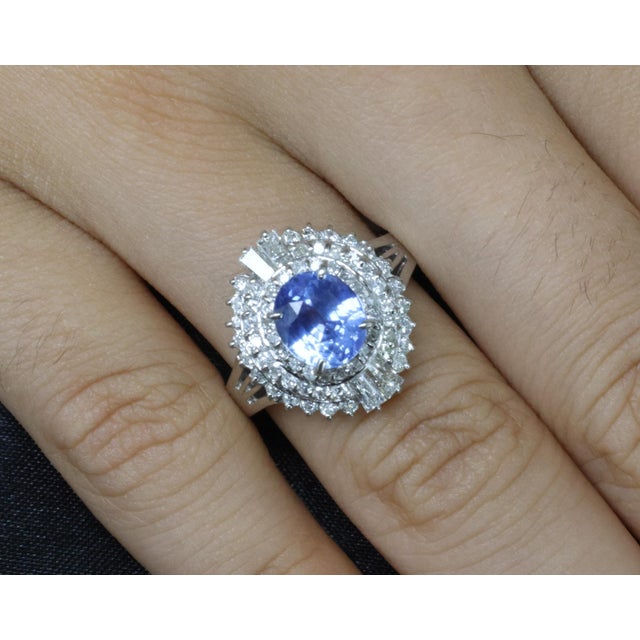 Late 20th Century Rare 2.09ct Gia Ceylon No Heat Sapphire & 0.69ct Diamond Platinum Ring Size 5.25 For Sale In New York - Image 6 of 17