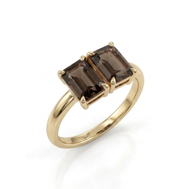 Smoky Topaz 925 Silver Handmade Ring - Double Pear Cut Statement Ring Us 7 For Sale - Image 4 of 5