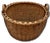 1910s Outstanding Large Size Antique American Hand Woven Ash Wood Splint Maine Apple Farm Harvest Basket For Sale - Image 5 of 18