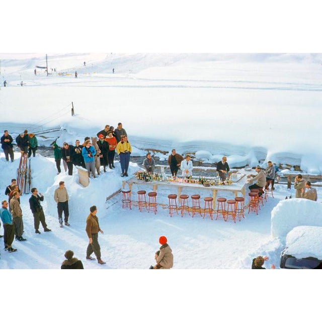 Ice Bar by Toni Frissell Crowds gather at an apres ski ‘ice bar’, St. Anton ski resort, Austria, 1955. (Photo by Toni...