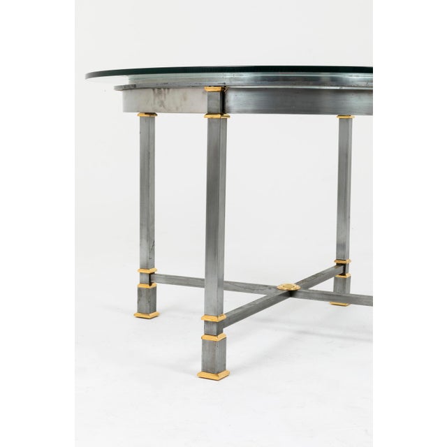 Metal Gilt Metal and Glass Dining Table, 1970s For Sale - Image 7 of 8